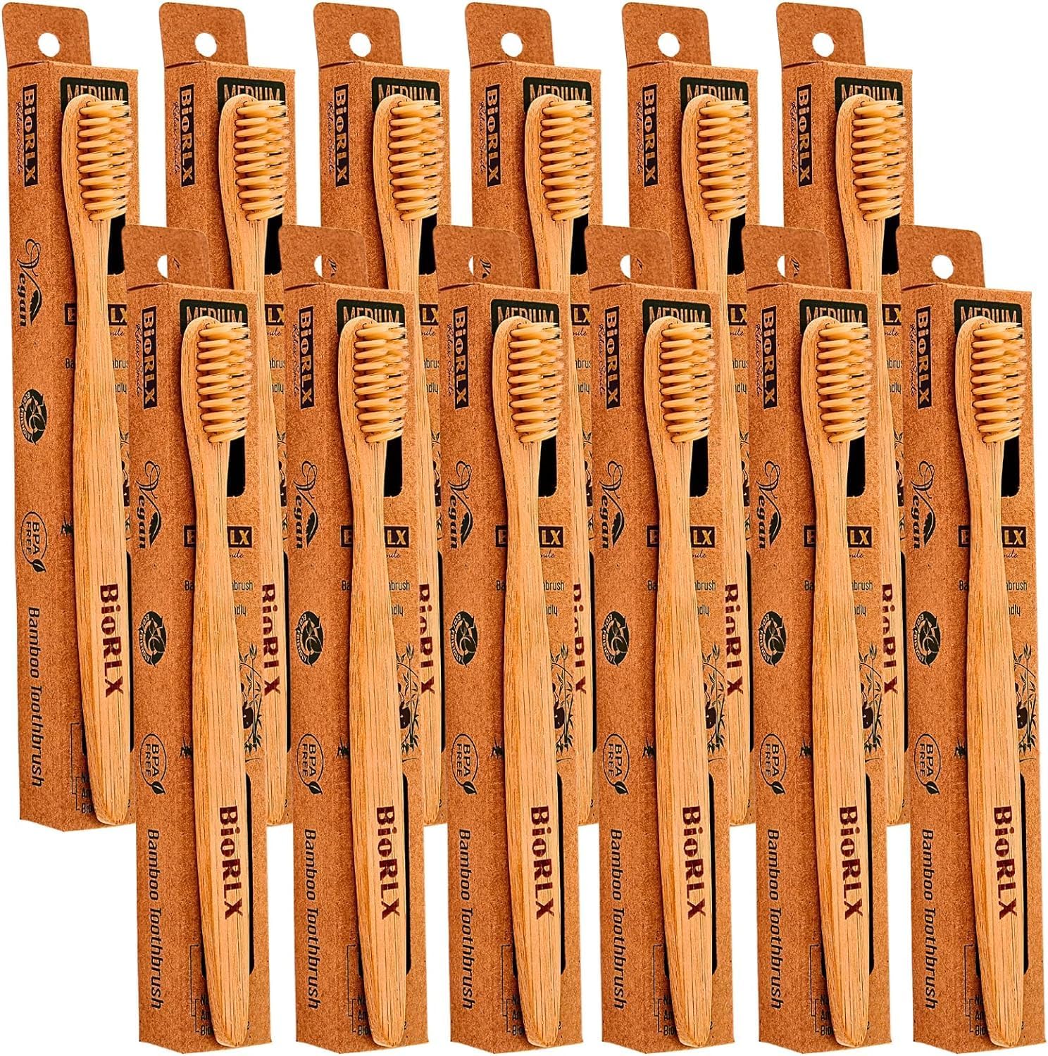 BioRLX Bamboo Toothbrush - Biodegradable Wooden Toothbrushes, Natural BPA Free - Wooden Toothbrush, Eco-Friendly - Compostable and Durable